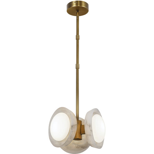 Alonso LED 12.63 inch Vintage Brass Pendant Ceiling Light in Vintage Brass and Alabaster