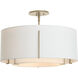 Exos 3 Light 22.9 inch Soft Gold Semi-Flush Ceiling Light in Natural Anna