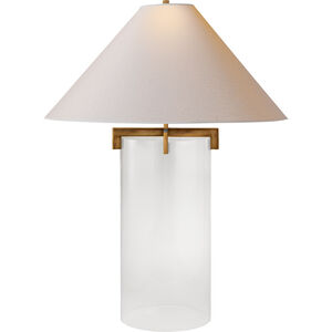 J. Randall Powers Brooks 30 inch 100.00 watt Gilded Iron Table Lamp Portable Light in Natural Paper, Gilded Iron and Crystal