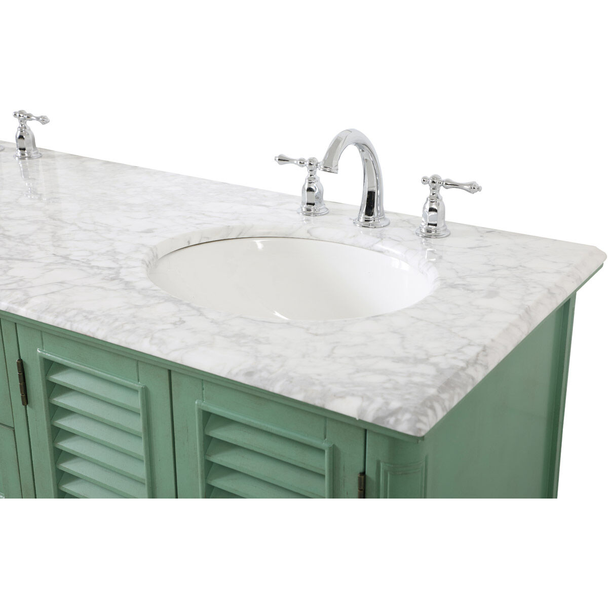 Rhodes 60 X 60 X 35 inch Vintage Mint and Brushed Nickel Vanity Sink Set
