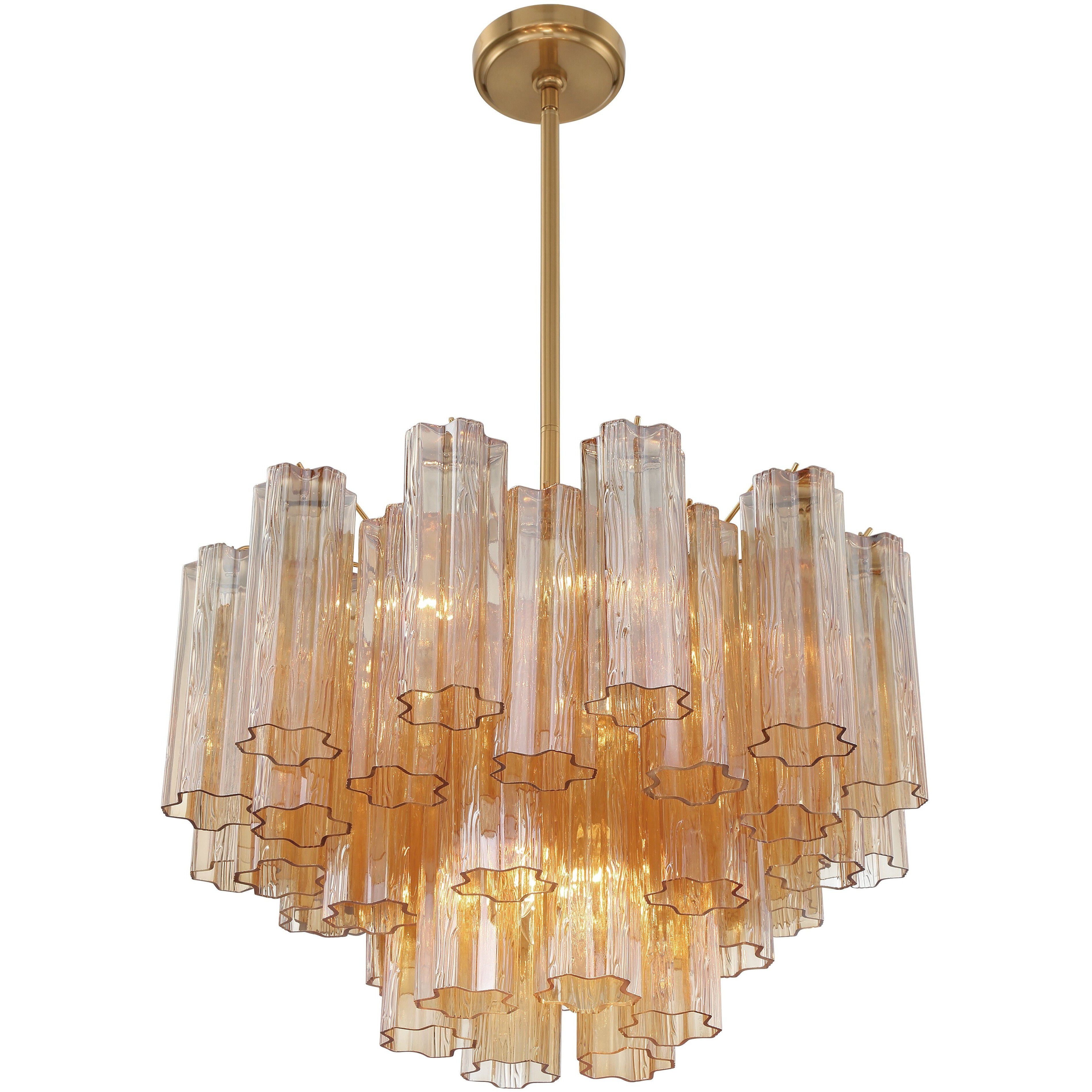 Addis 9 Light 22 inch Aged Brass Chandelier Ceiling Light in Tronchi Glass Amber