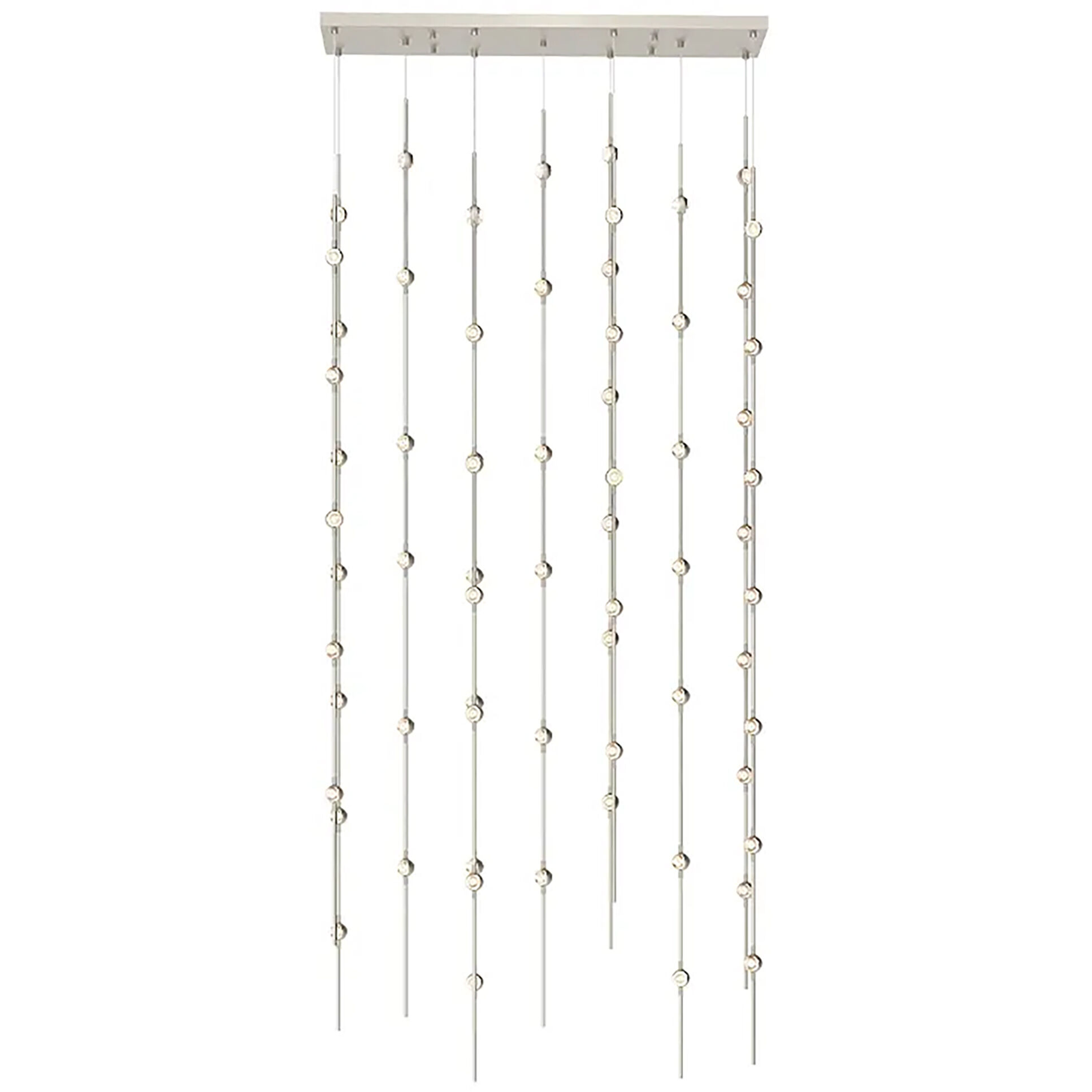 Constellation Andromeda LED 35.5 inch Satin Nickel Chandelier Ceiling Light in 3000K, Clear Faceted Acrylic, 10 FT. Cord
