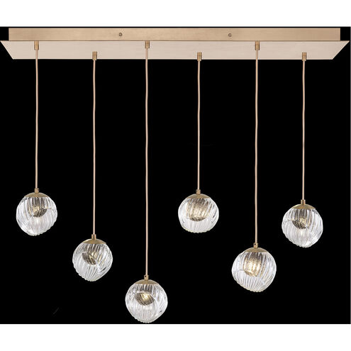 Nest 6 Light 15 inch Gold Pendant Ceiling Light in Smokey Quartz Studio Glass