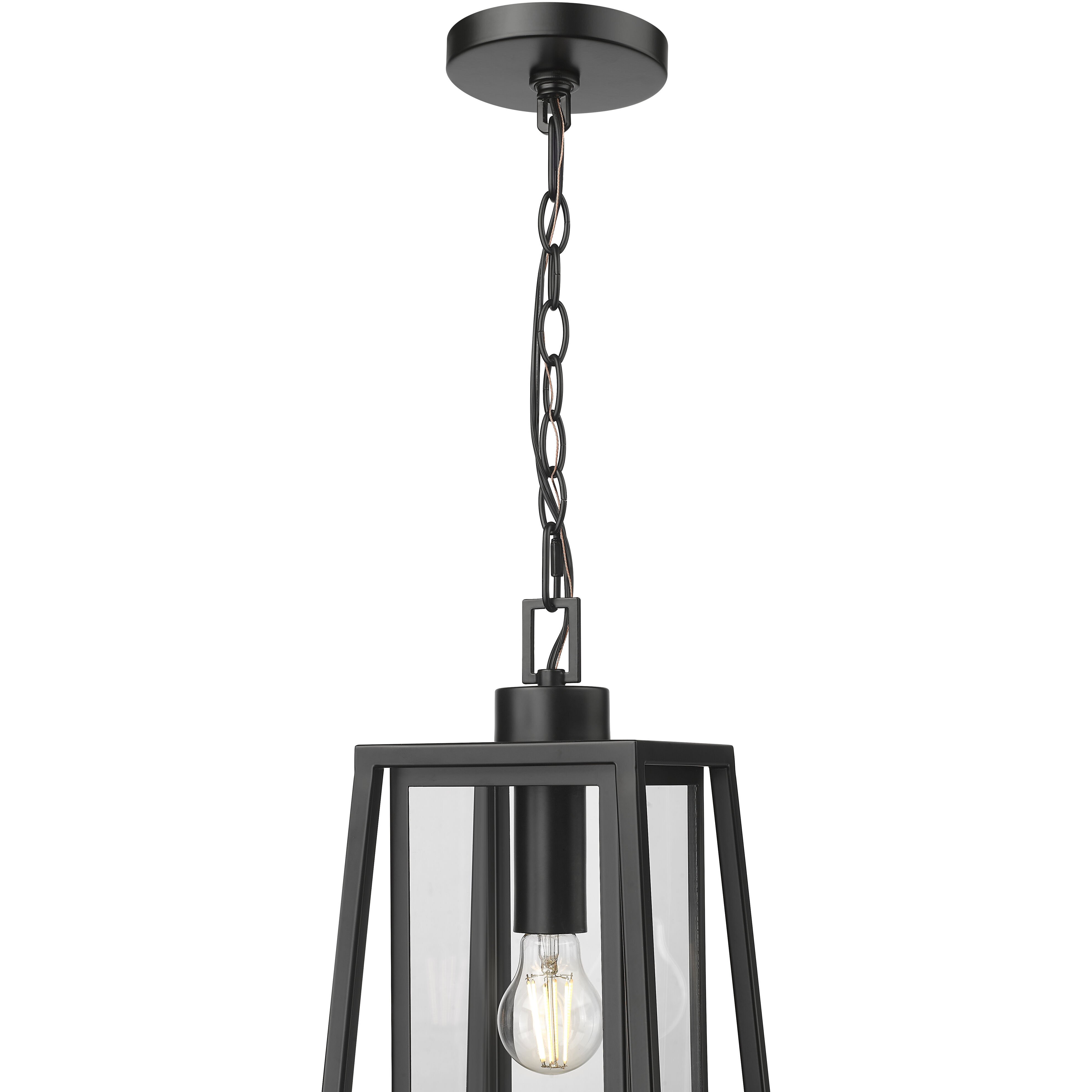 Denzell 1 Light 8.25 inch Powder Coated Black Outdoor Hanging Lantern