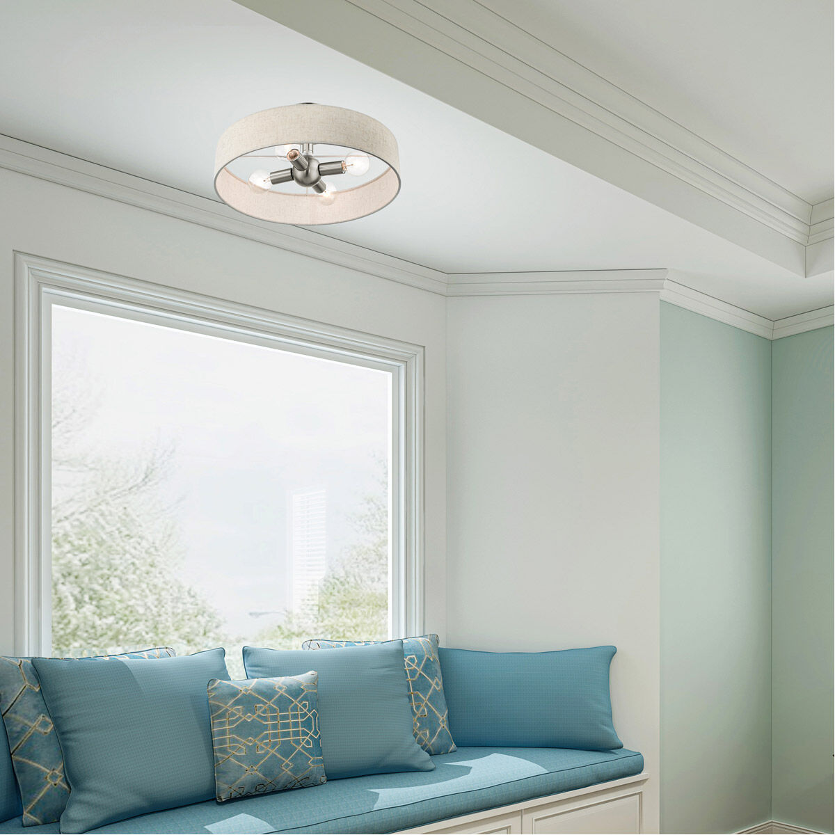 Venlo 4 Light 14 inch Brushed Nickel Semi Flush Ceiling Light