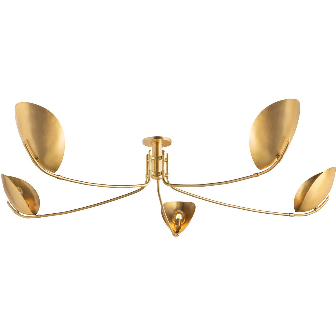 Avondale 5 Light 72 inch Aged Brass Semi Flush Ceiling Light