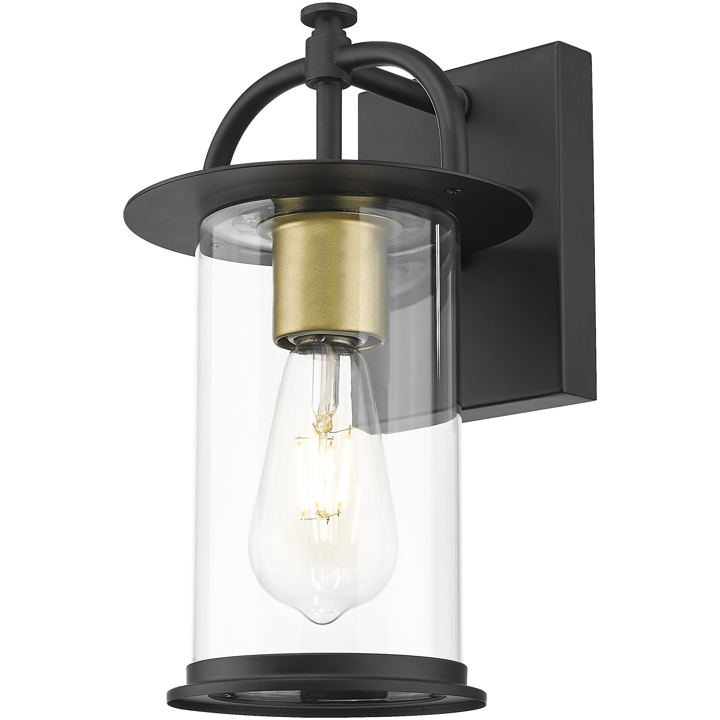 Stockwell 1 Light 12 inch Matt Black and Brass Exterior Wall Mount