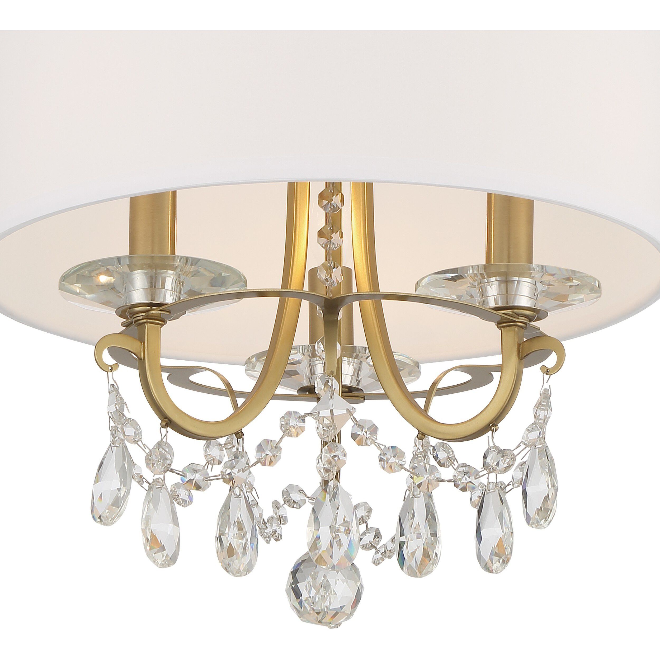 Othello 3 Light 14 inch Vibrant Gold Semi Flush Ceiling Light