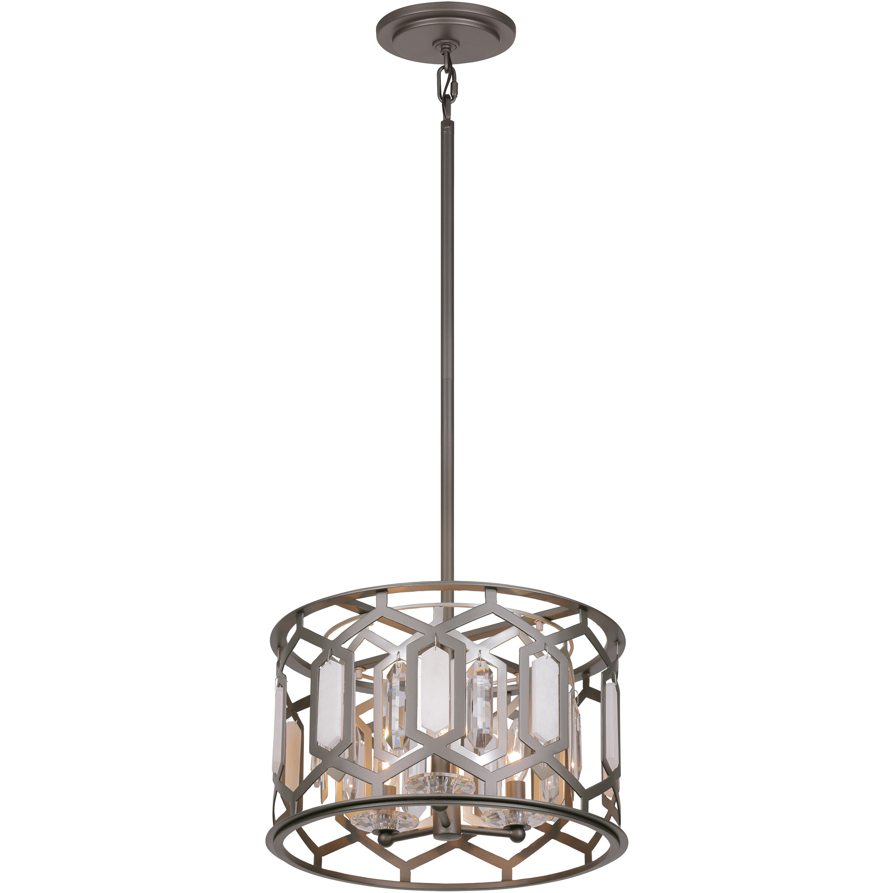 Hexly 3 Light 16 inch Bronze and Sultry Silver Semi Flush Mount Ceiling Light