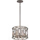 Hexly 3 Light 16 inch Bronze and Sultry Silver Semi Flush Mount Ceiling Light