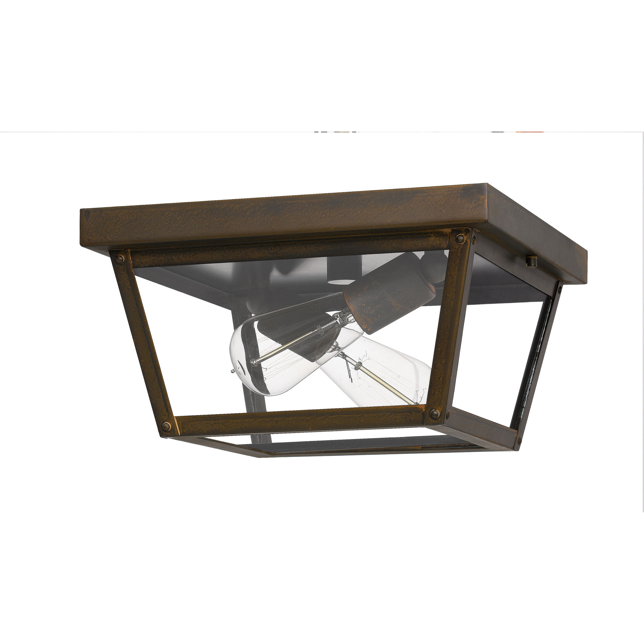 Rue De Royal 2 Light 11.5 inch Industrial Bronze Outdoor Flush Mount