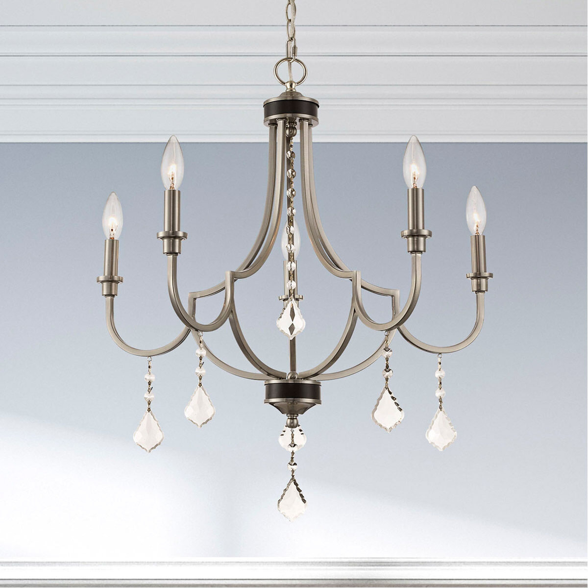 Glendale 5 Light 25 inch Brushed Nickel Chandelier Ceiling Light