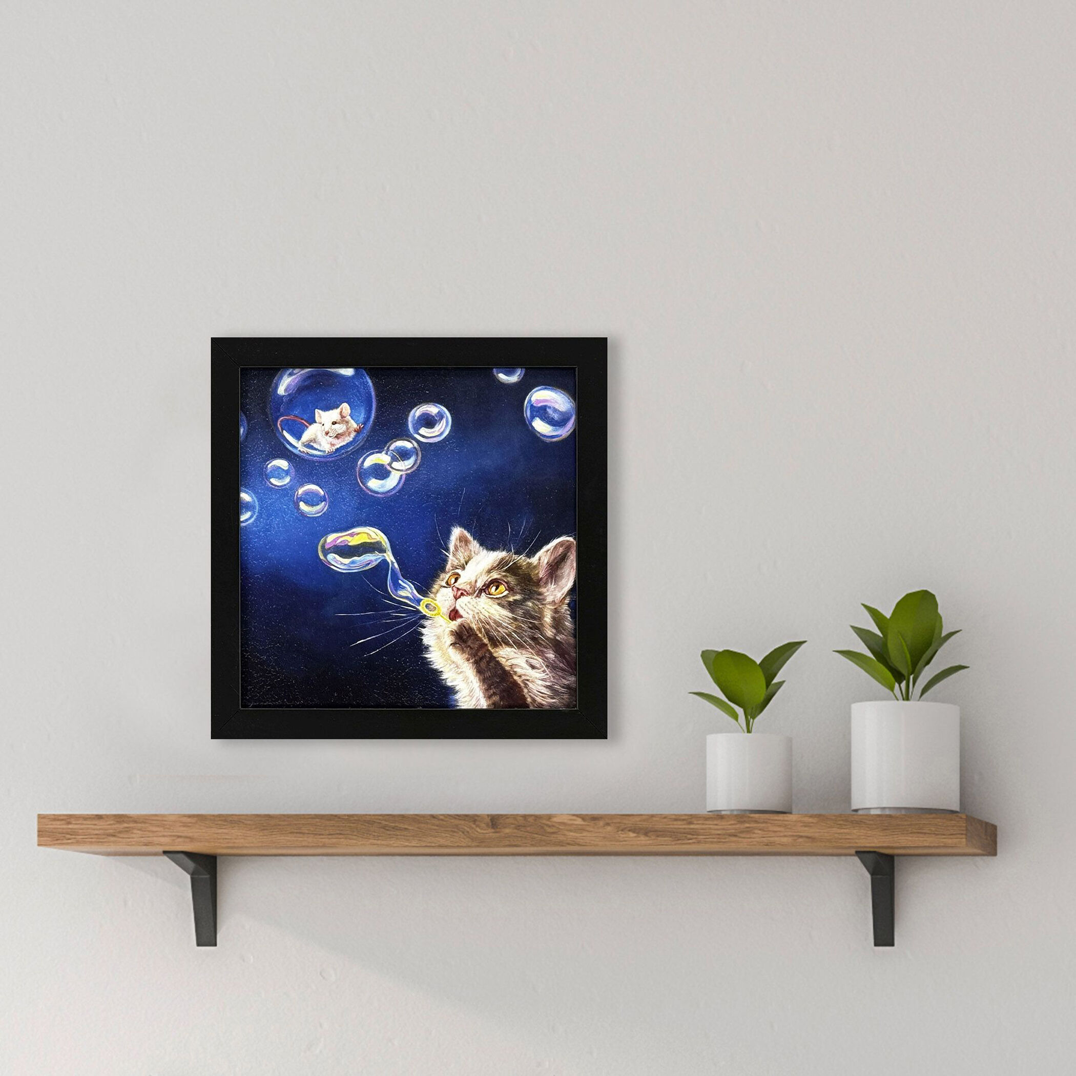 Blowing Bubbles 11 X 11 inch Non-Glass Framed Art, Propac