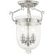 Jefferson 3 Light 10 inch Polished Nickel Semi-Flush Mount Ceiling Light