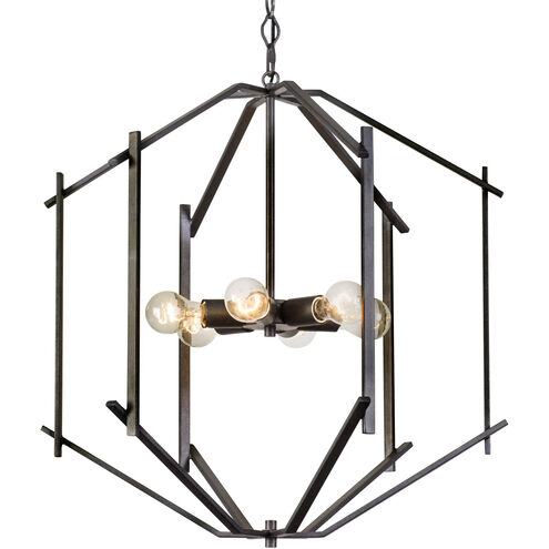 Offset 6 Light 24 inch Forged Iron Pendant Ceiling Light