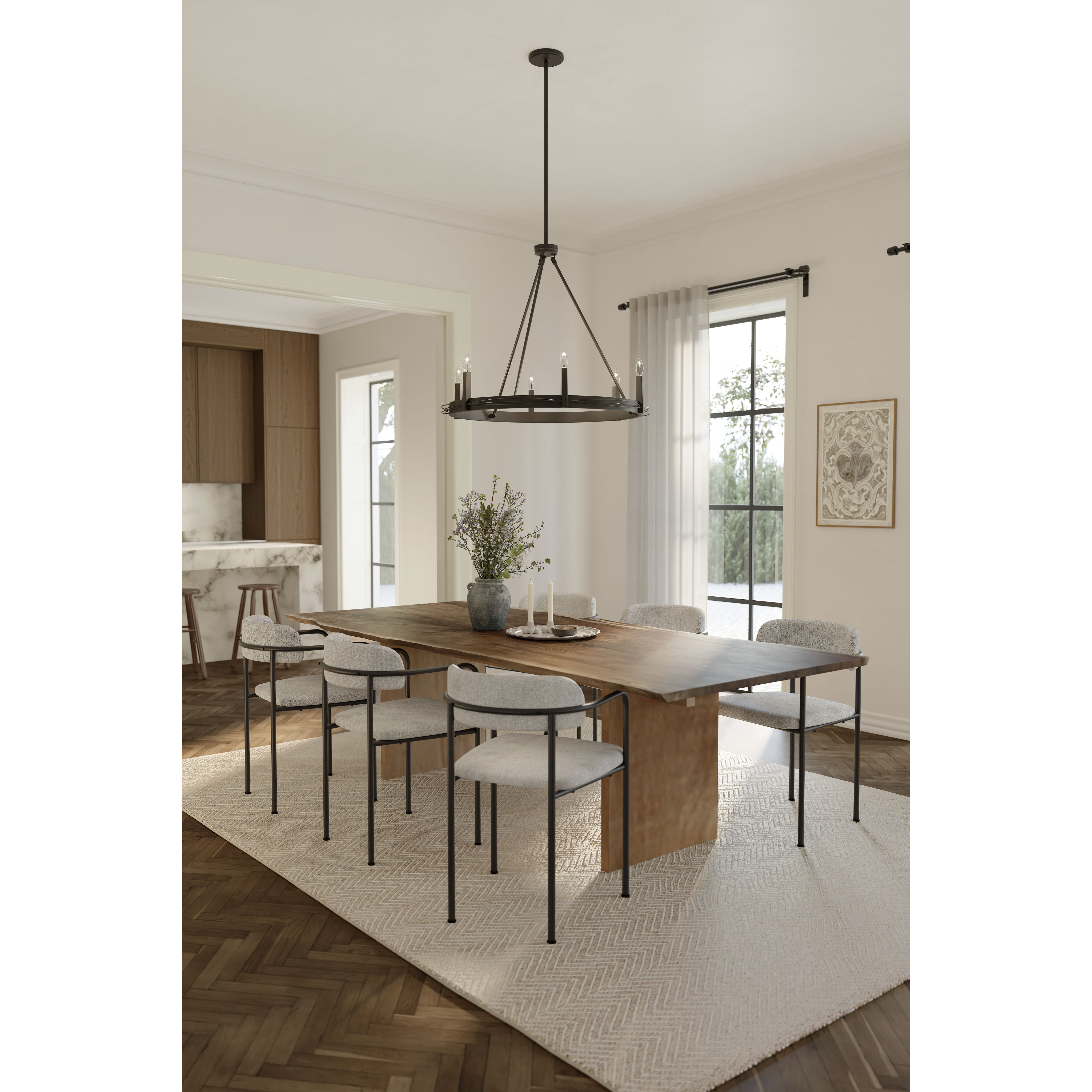 Dalvor 6 Light 36 inch Dark Bronze Pendant Ceiling Light