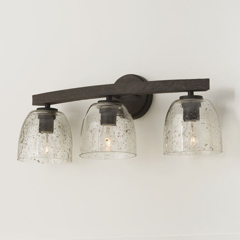 Clive 3 Light 24.5 inch Carbon Grey and Black Iron Vanity Light Wall Light