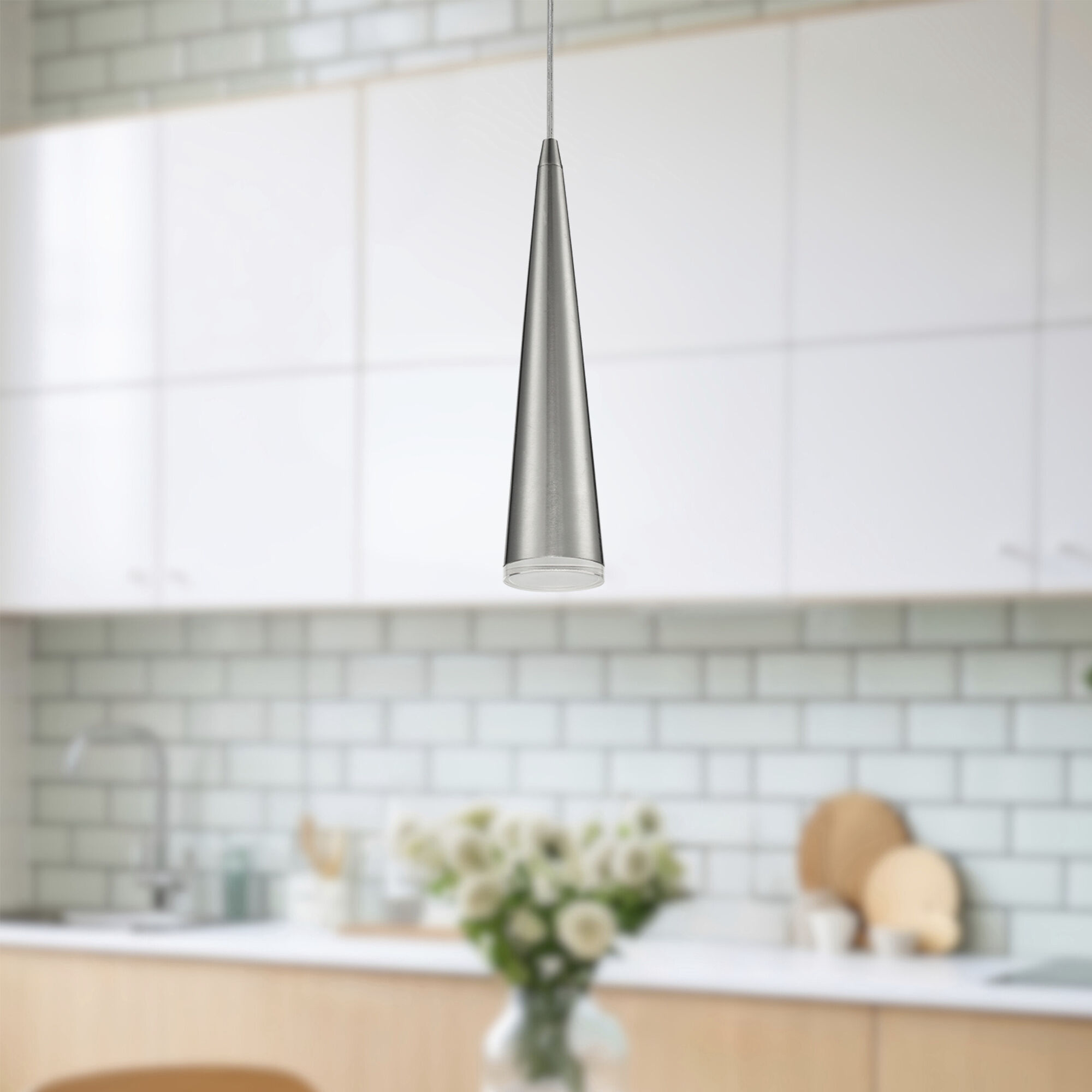 Mina LED 2.75 inch Brushed Nickel Pendant Ceiling Light