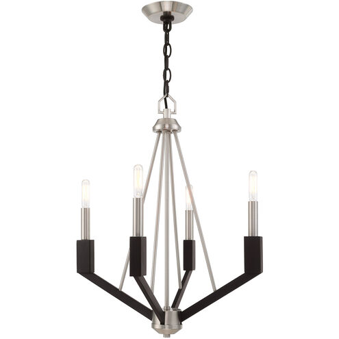 Beckett 4 Light 18 inch Brushed Nickel & Black Mini Chandelier Ceiling Light