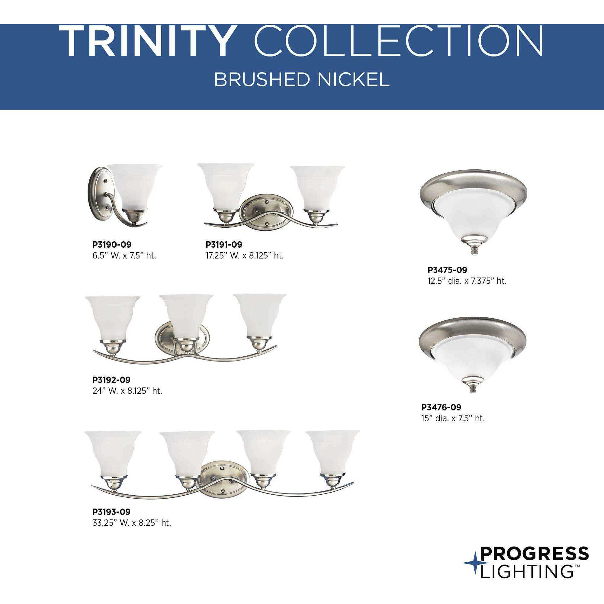 Trinity 2 Light 15 inch Brushed Nickel Flush Mount Ceiling Light