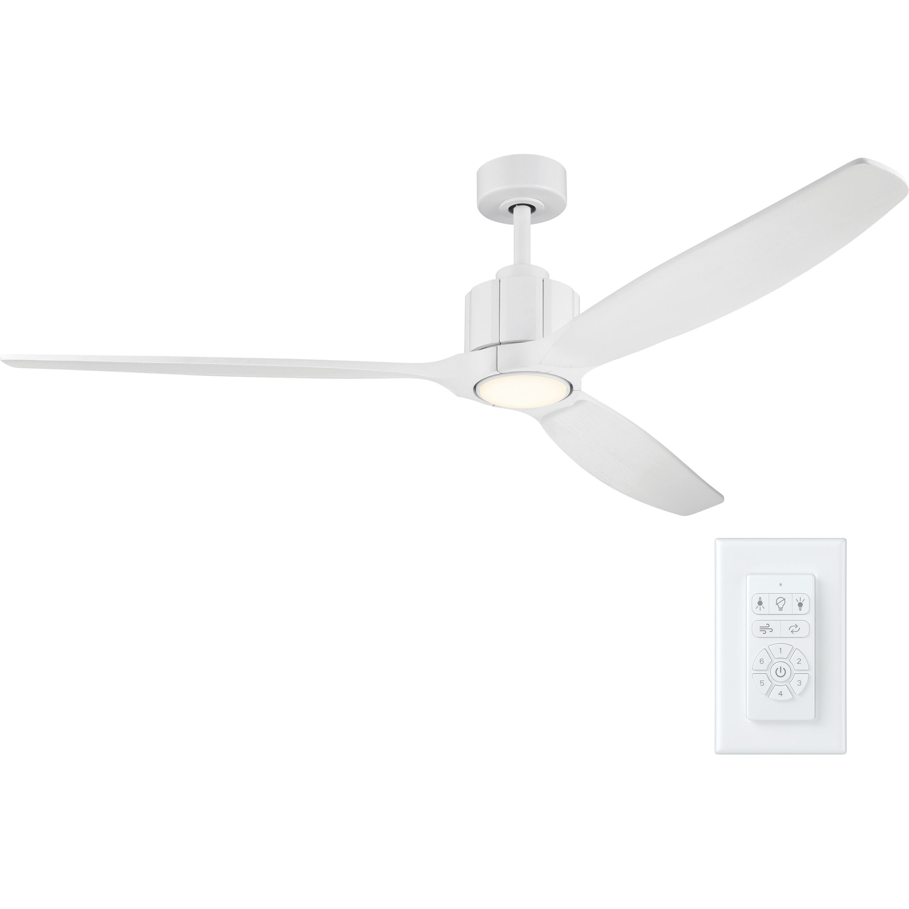 Calyx 60 inch Matte White with Solid Wood Matte White Blades Indoor Ceiling Fan