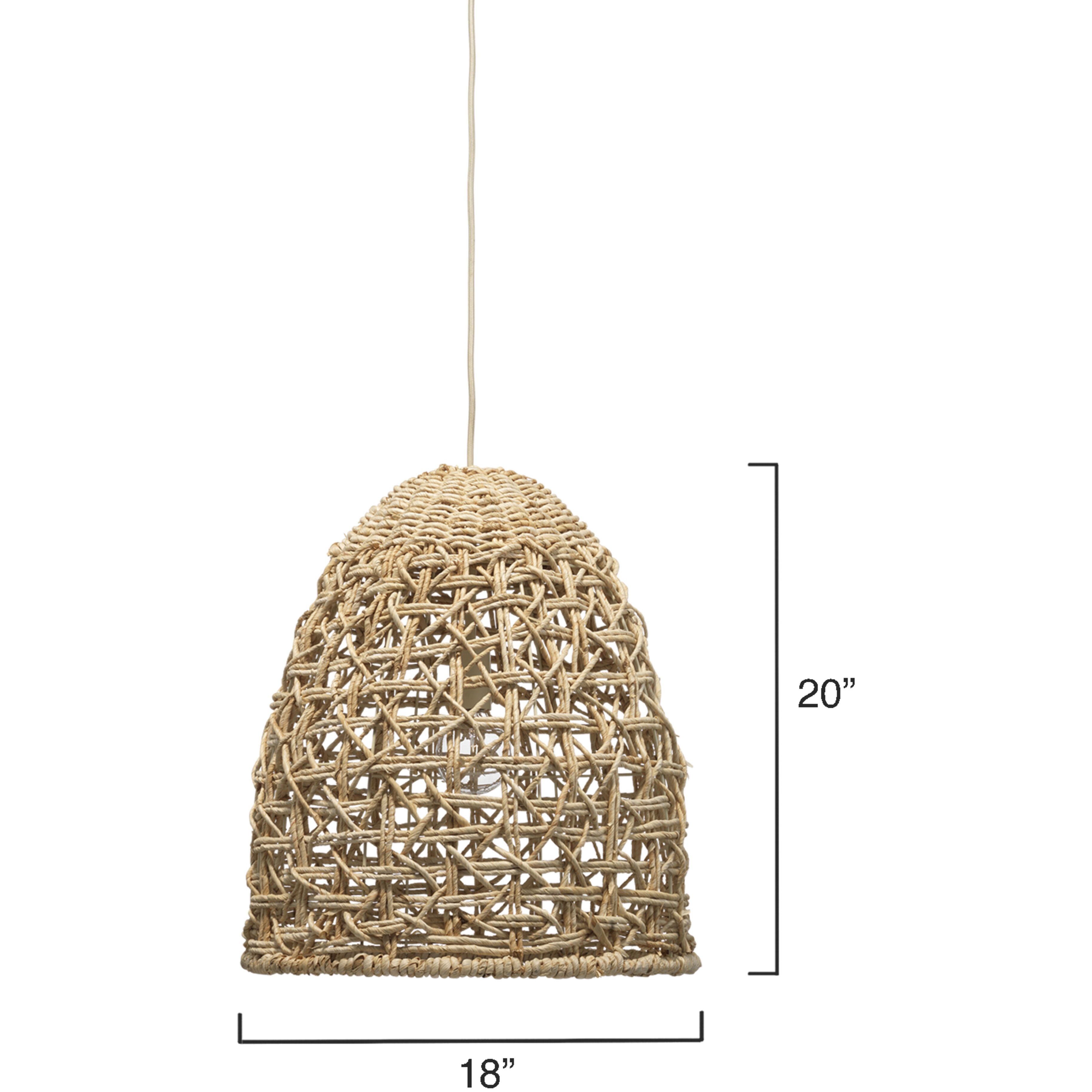 Netted 1 Light 18 inch Natural Corn Straw Rope Pendant Ceiling Light