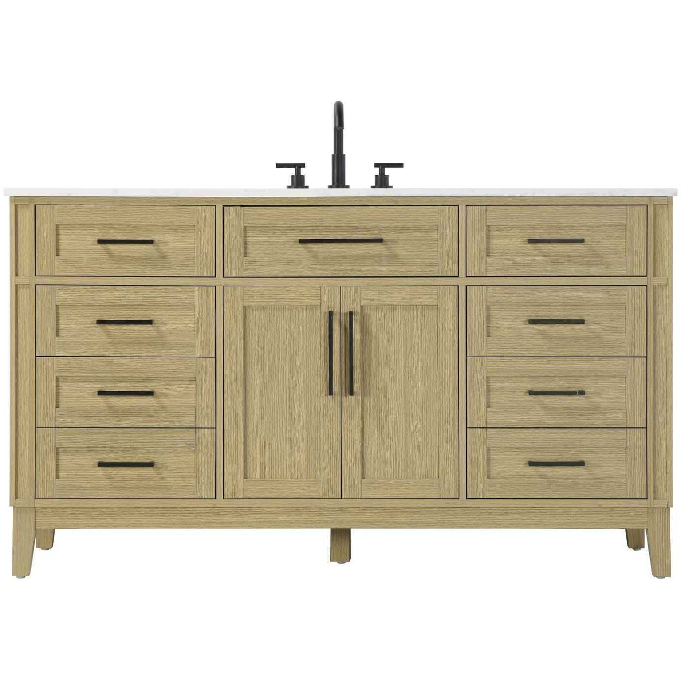Virginia 60 X 35 inch Honey Brown Bathroom Vanity Cabinet