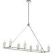 White Stone 8 Light 48 inch Polished Nickel with Sunbleached Oak Linear Chandelier Ceiling Light