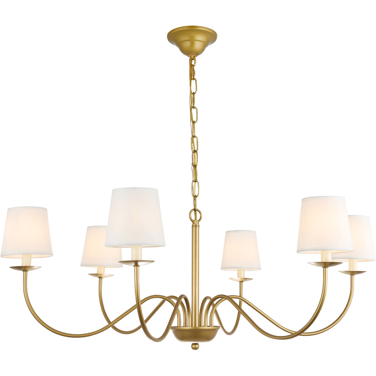 Eclipse 6 Light 37 inch Brass Chandelier Ceiling Light