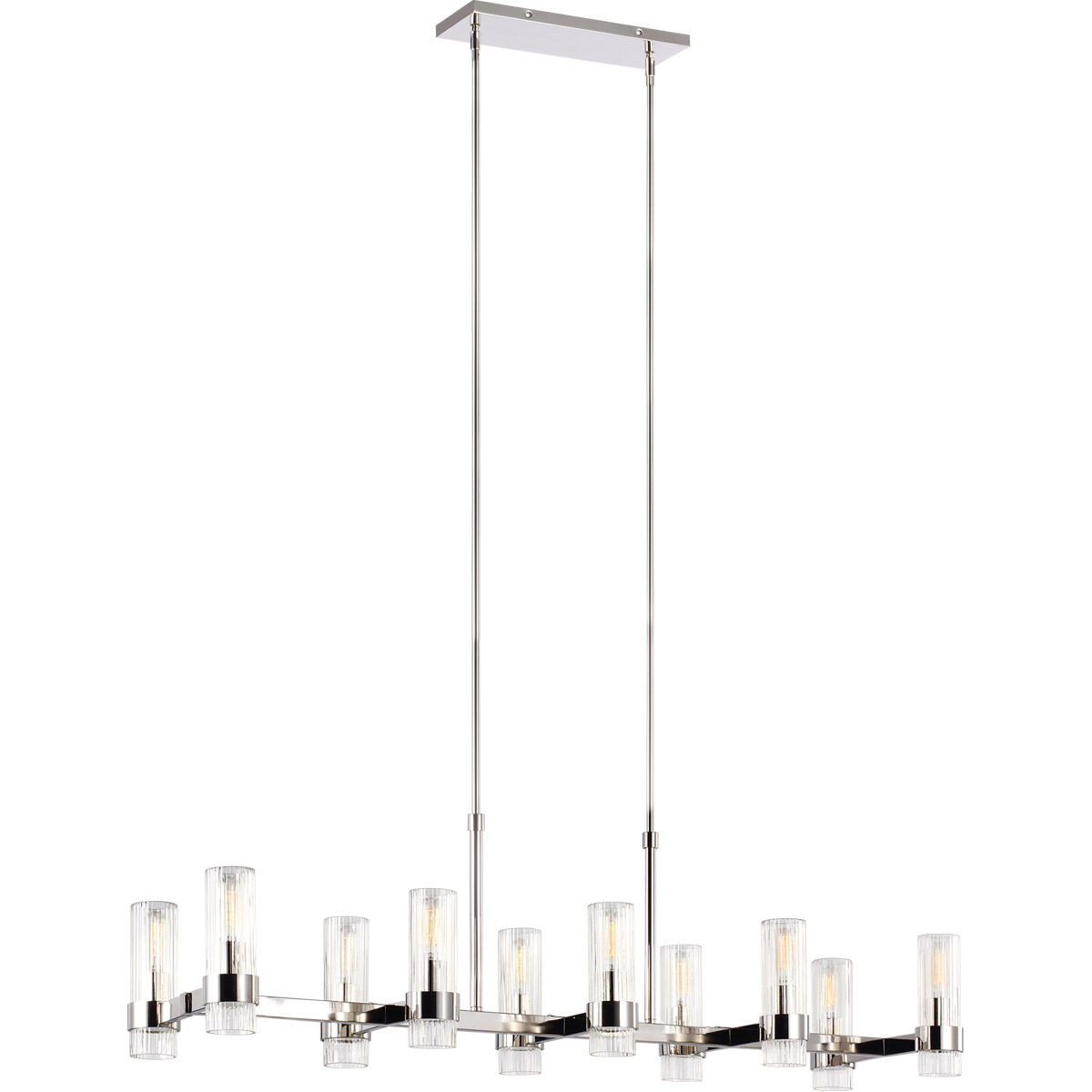 C&M by Chapman & Myers Geneva 10 Light 50 inch Polished Nickel Linear Chandelier Ceiling Light