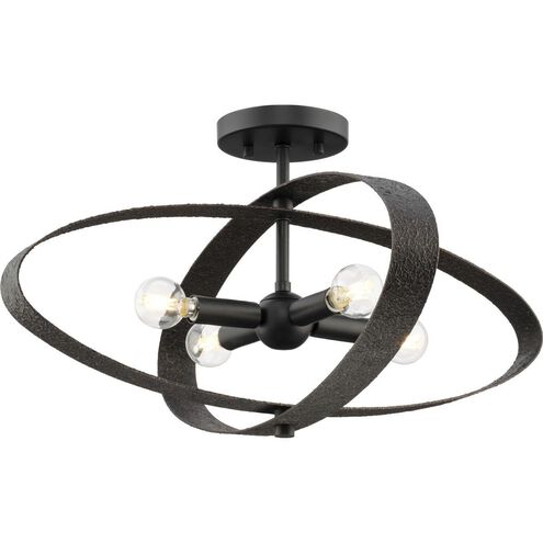 Allegheny 4 Light 24 inch Matte Black Semi-Flush Mount Ceiling Light, Design Series