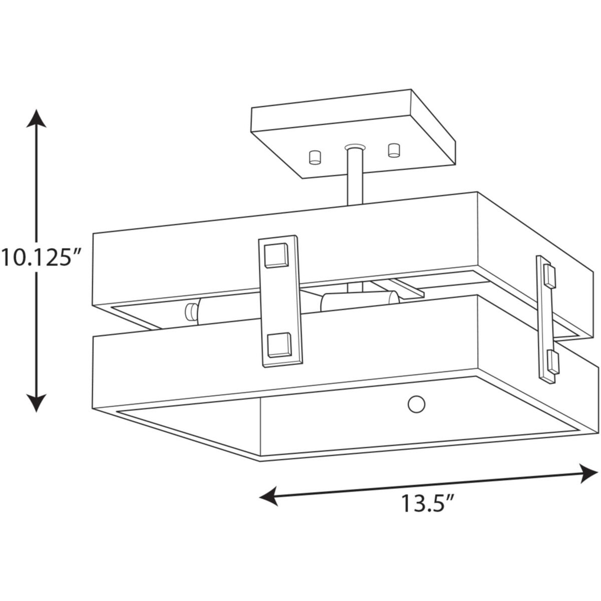 Hemsworth 2 Light 13.5 inch Galvanized Semi-Flush Mount Ceiling Light
