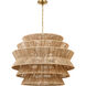 Chapman & Myers Antigua LED 42 inch Antique-Burnished Brass and Natural Abaca Drum Chandelier Ceiling Light, XL