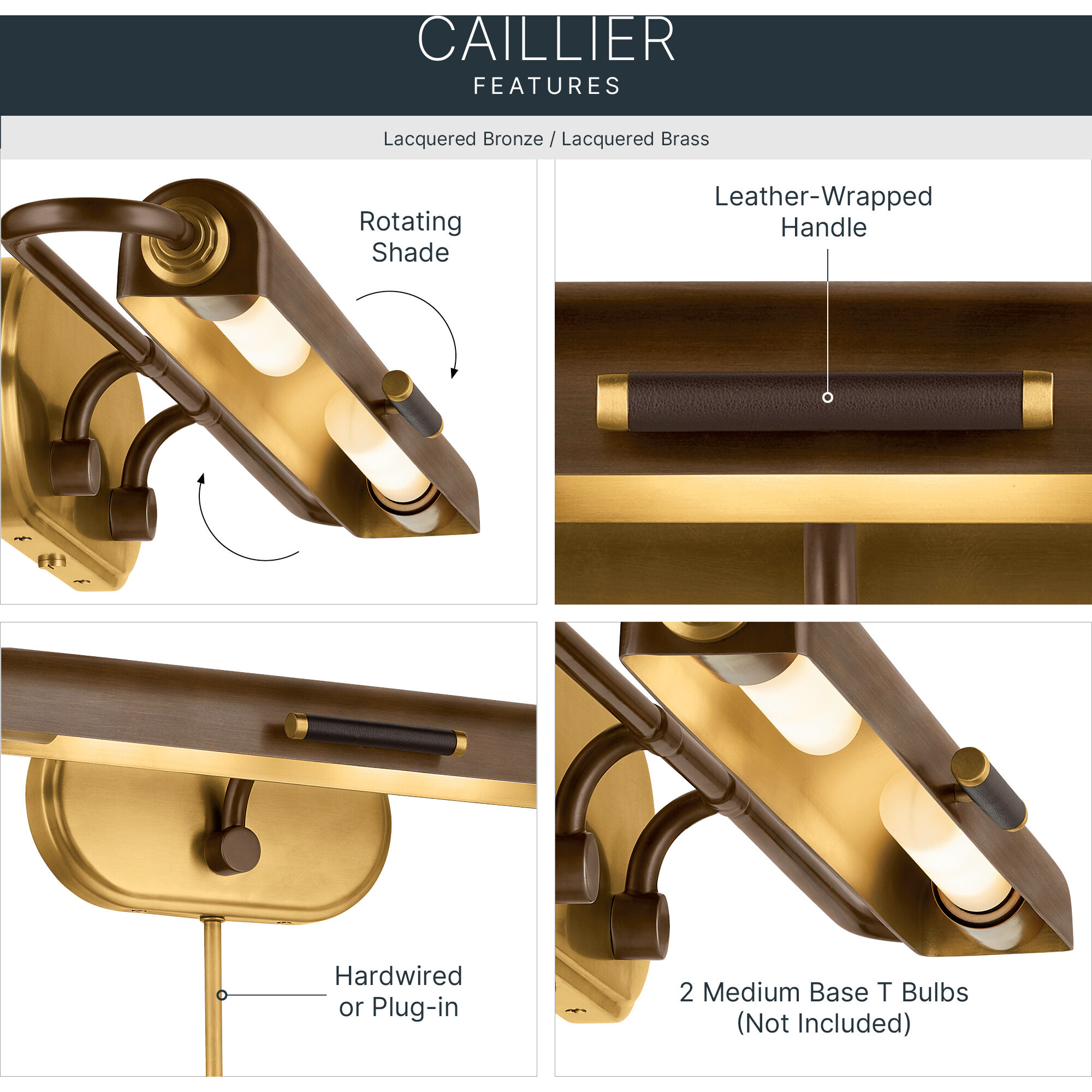 Caillier 26 watt 29.25 inch Lacquered Bronze Picture Light Wall Light