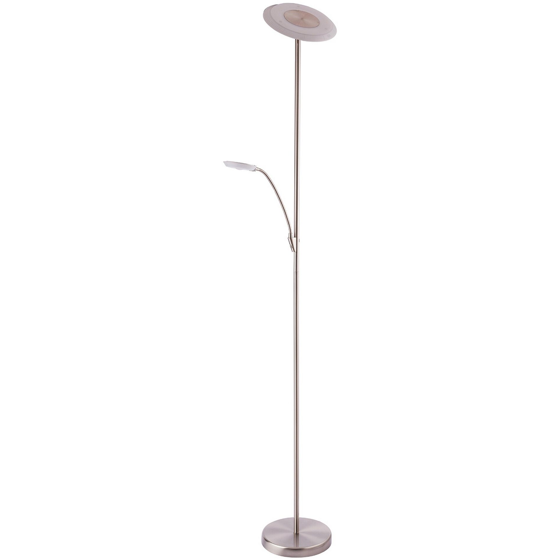 Iggy 72 inch 18 watt Satin Nickel Torchiere with Reading Light Portable Light