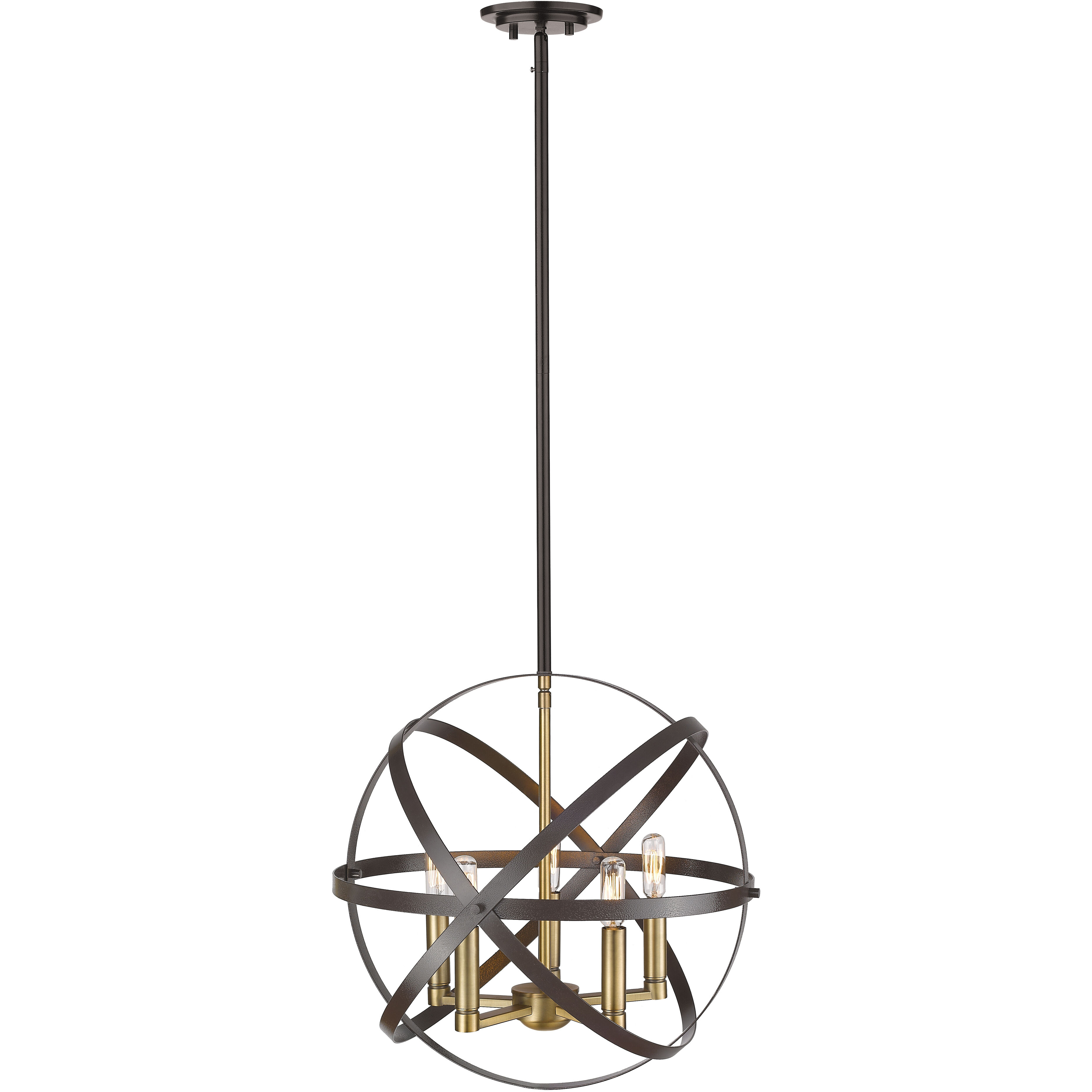 Cavallo 5 Light 18 inch Hammered Bronze and Olde Brass Pendant Ceiling Light