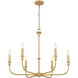 Tova 6 Light 36.5 inch Rubbed Brass Chandelier Ceiling Light