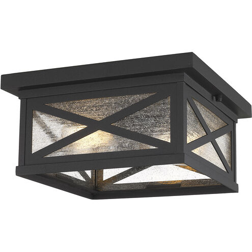 Brookside 2 Light 12 inch Black Outdoor Flush Mount