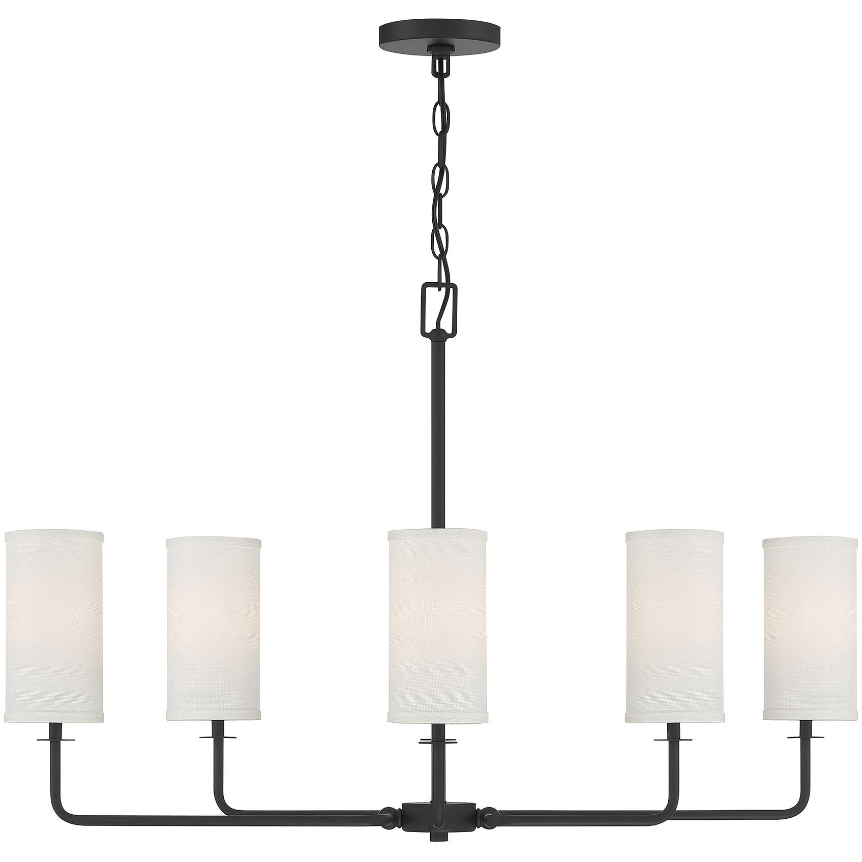 Powell 6 Light 35 inch Matte Black Linear Chandelier Ceiling Light, Essentials