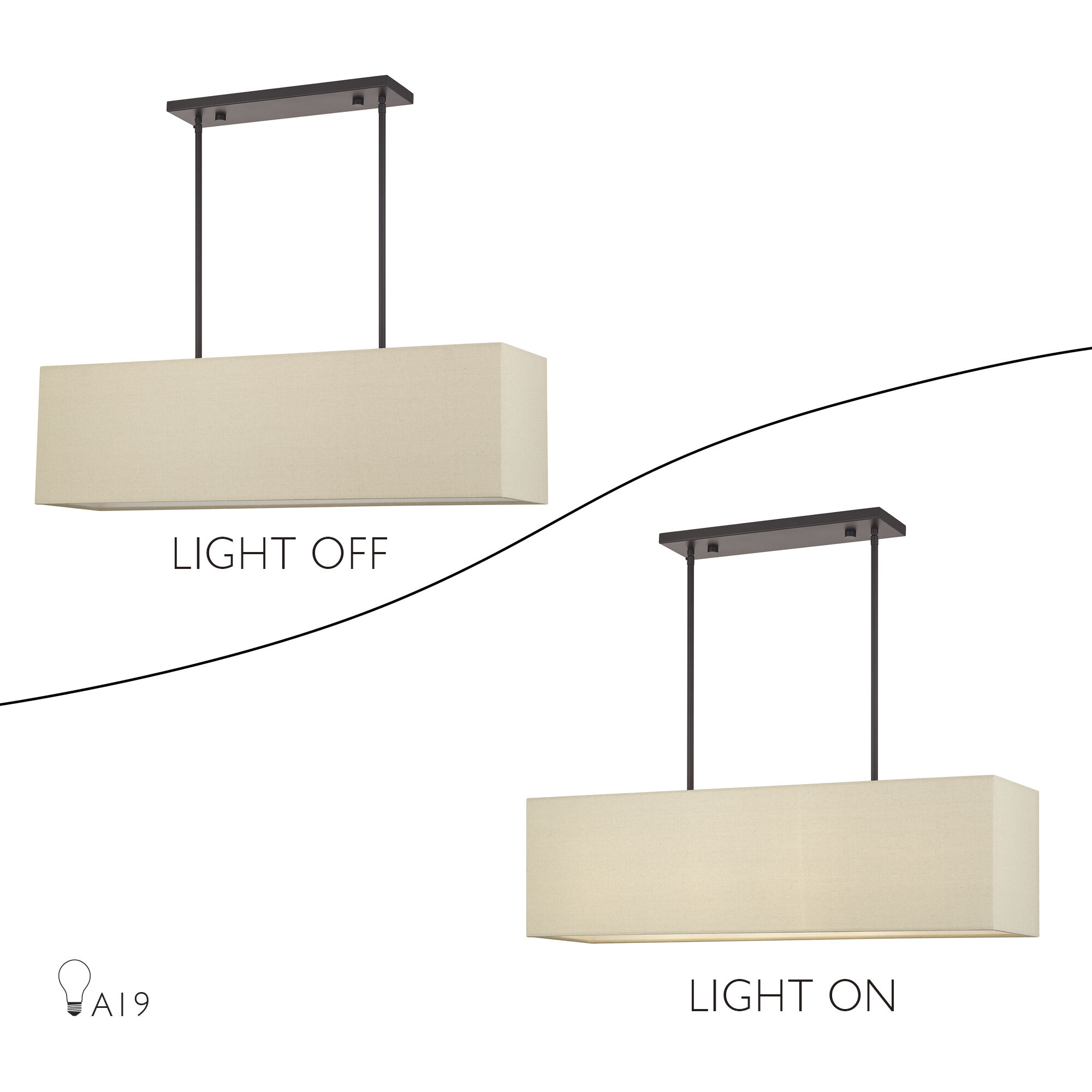 Summit 4 Light 36 inch Bronze Linear Chandelier Ceiling Light, Large