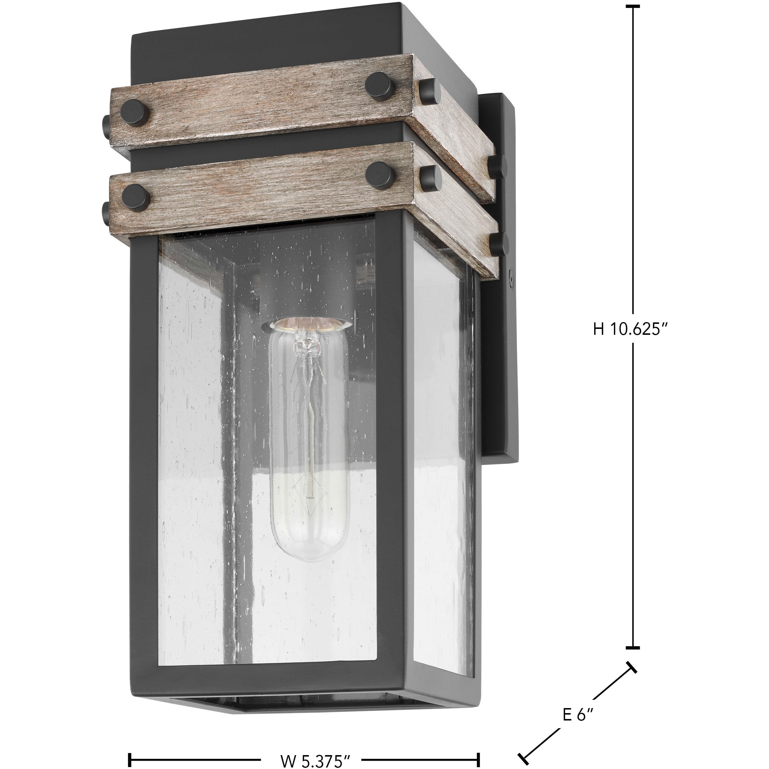 Homestead 1 Light 11 inch Black/Wood Outdoor Wall Sconce