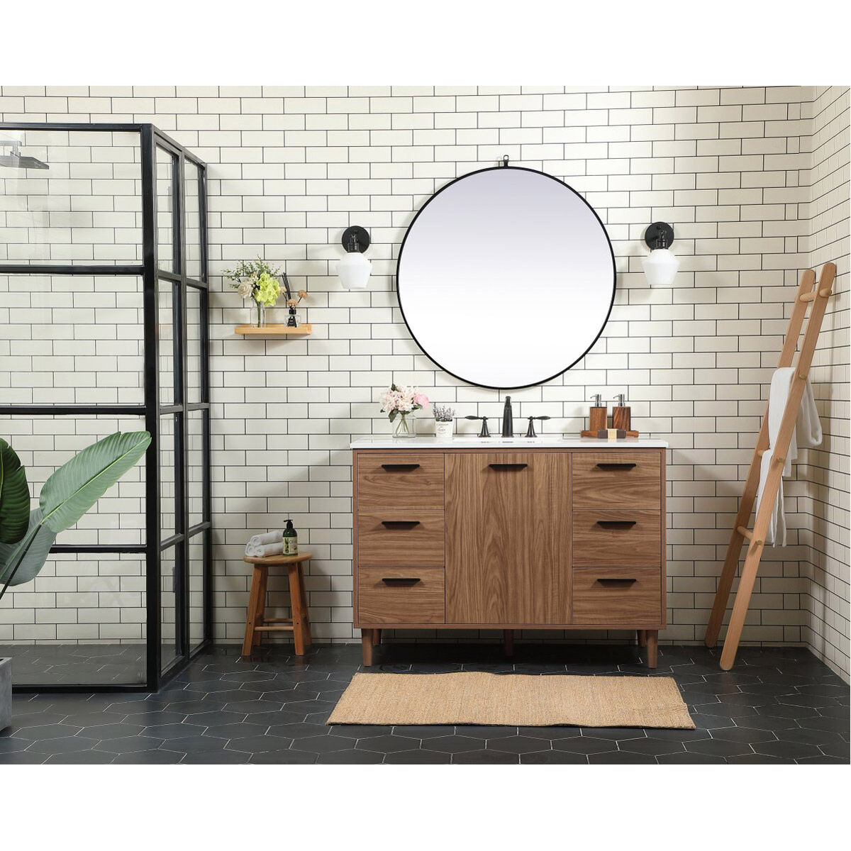 Baldwin 48 X 22 X 34 inch Walnut Brown Vanity Sink Set