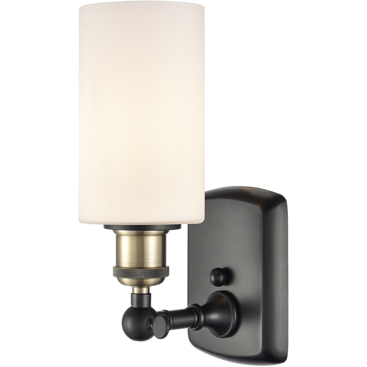 Ballston Clymer LED 3.88 inch Black Antique Brass Sconce Wall Light in Matte White Glass, Ballston