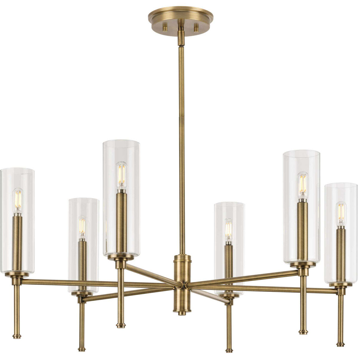 Elara 6 Light 30 inch Vintage Brass Chandelier Ceiling Light