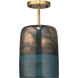 Vapor 1 Light 8 inch Antique Brass Semi-Flush Mount Ceiling Light