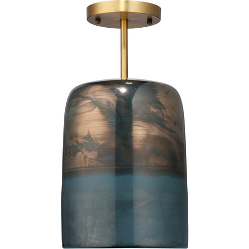 Vapor 1 Light 8 inch Antique Brass Semi-Flush Mount Ceiling Light