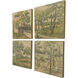 Tree on Linen Green and Brown and Yellow Wall Sculpture, The Studio