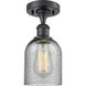 Ballston Caledonia 1 Light 5 inch Matte Black Semi-Flush Mount Ceiling Light in Charcoal Glass, Ballston