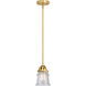 Nouveau 2 Small Canton 1 Light 5 inch Satin Gold Mini Pendant Ceiling Light in Seedy Glass