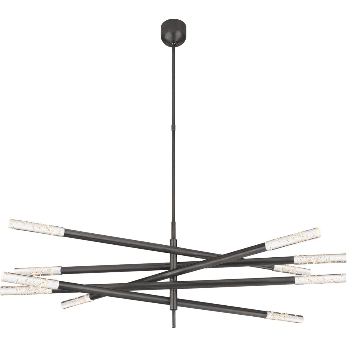 Kelly Wearstler Rousseau LED 50 inch Bronze Articulating Chandelier Ceiling Light in Seeded Glass, Grande